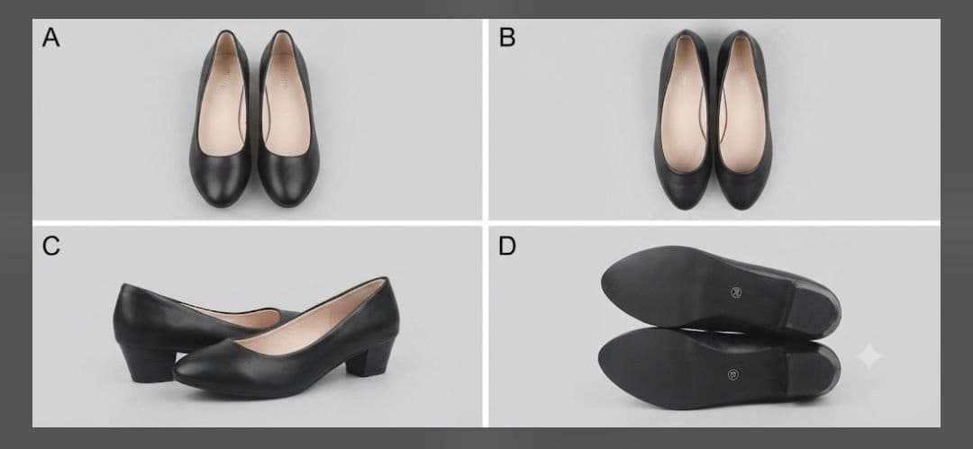 Zapatos de salón / tacón bajo negro para mujer
